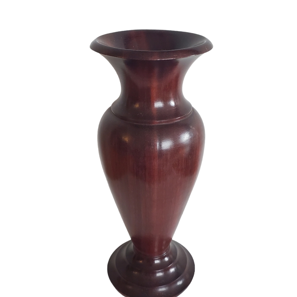 Vintage Hand Turned Solid Wood  Vase Artisan Natural Rustic 10"